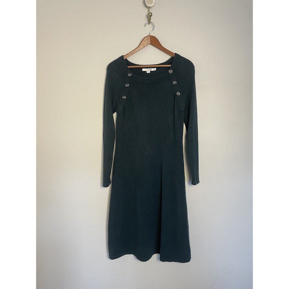 Boden‎ Green Stretch Fit N Flare Long Sleeve MIDISweater Dress. Size 6L. Preppy.